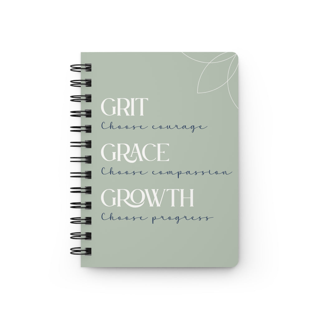 Grit Grace Growth Spiral Notebook – Inspirational Journal for Goals & Growth