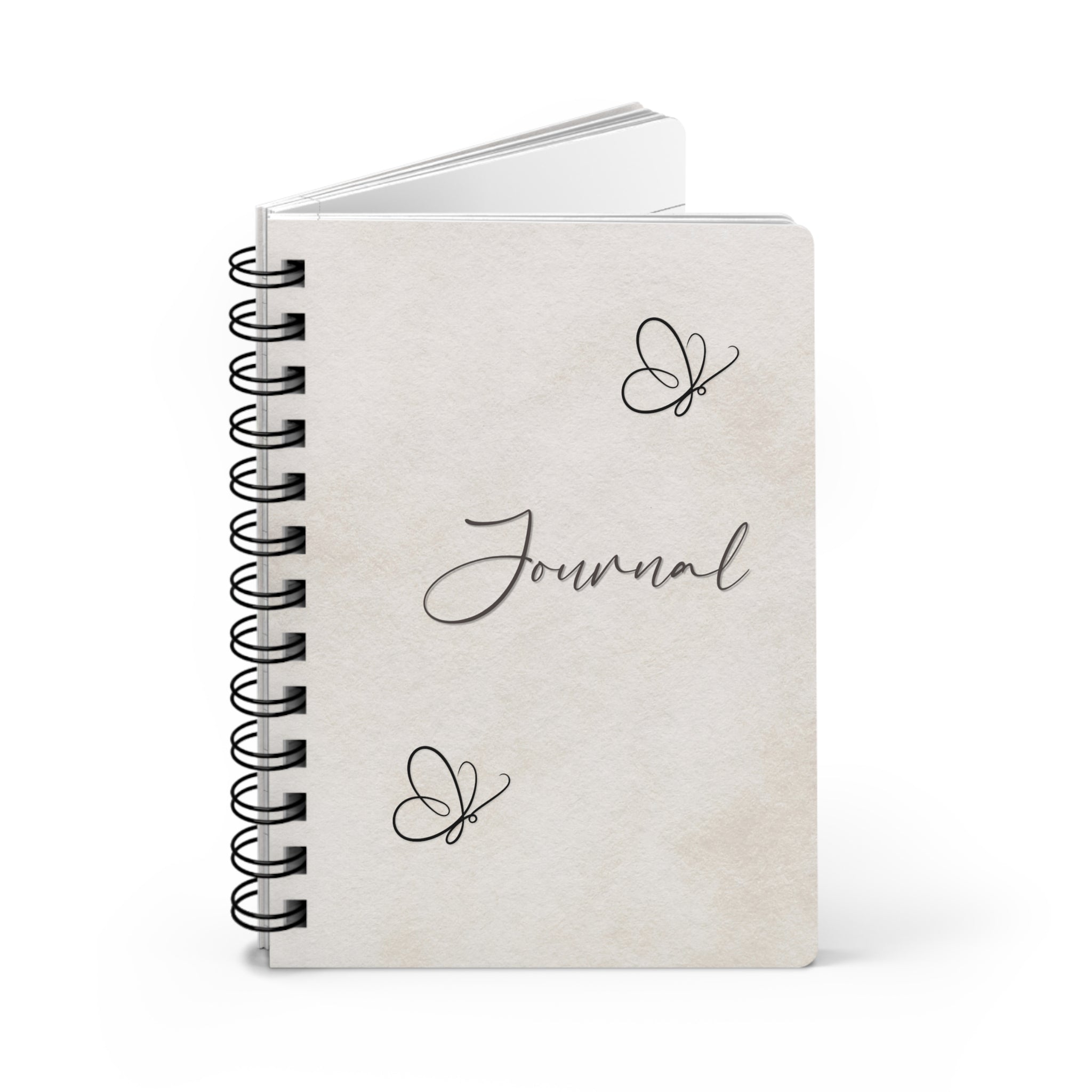 Butterfly Script Journal — Spiral-Bound Notebook with Elegant Handwritten Cover