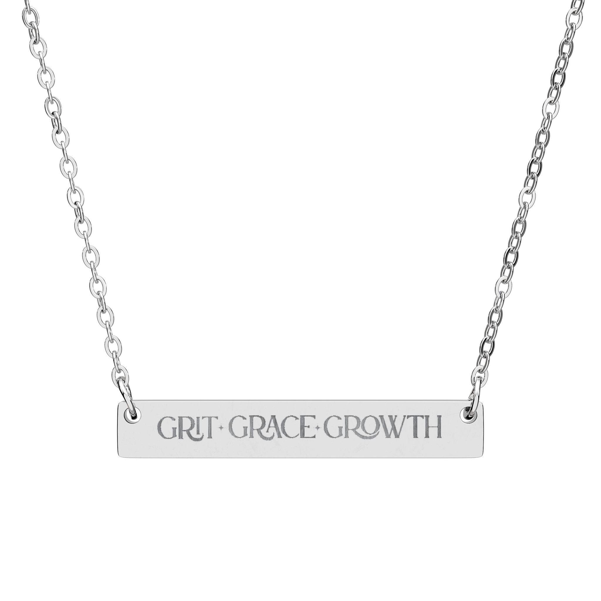 Engraved Horizontal Bar Necklace — Grit Grace Growth