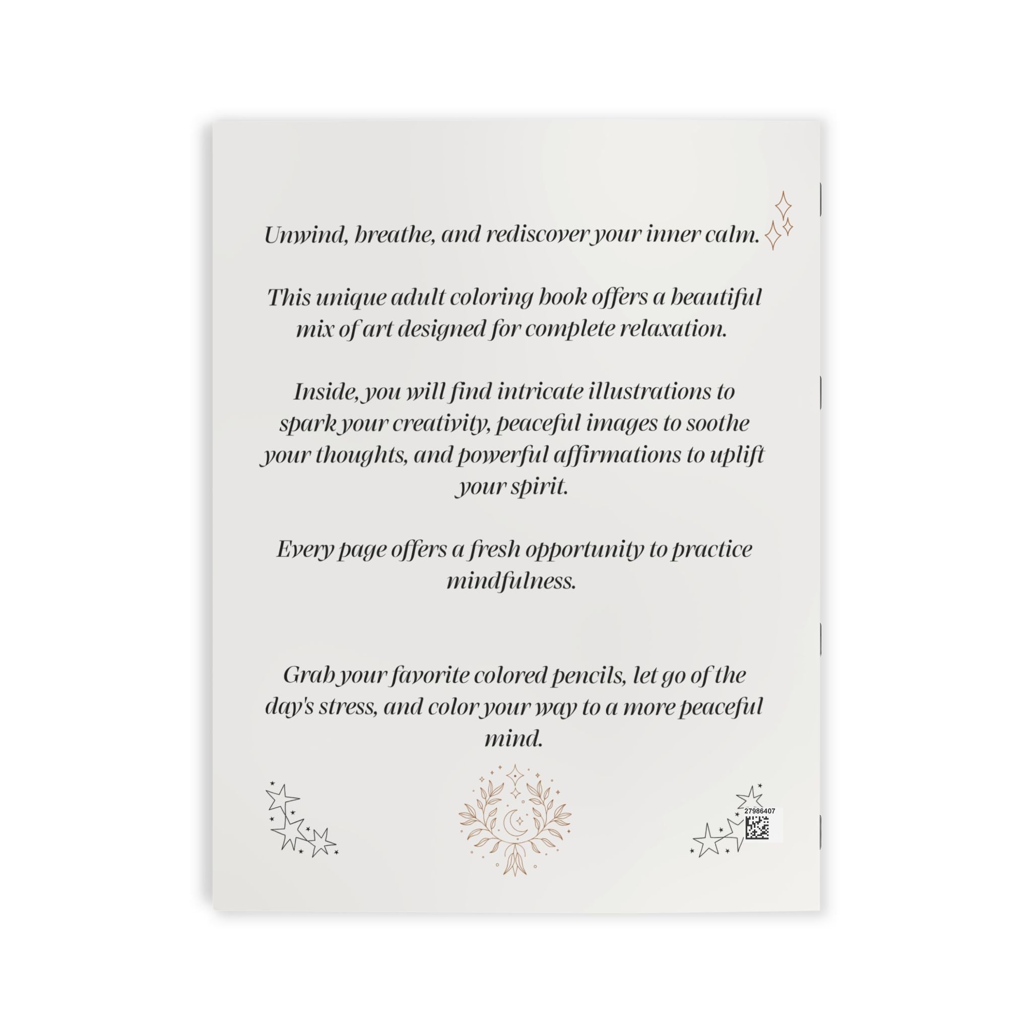 G3 Inspirational Mindfulness Coloring Book — Adult Stress Relief & Affirmations