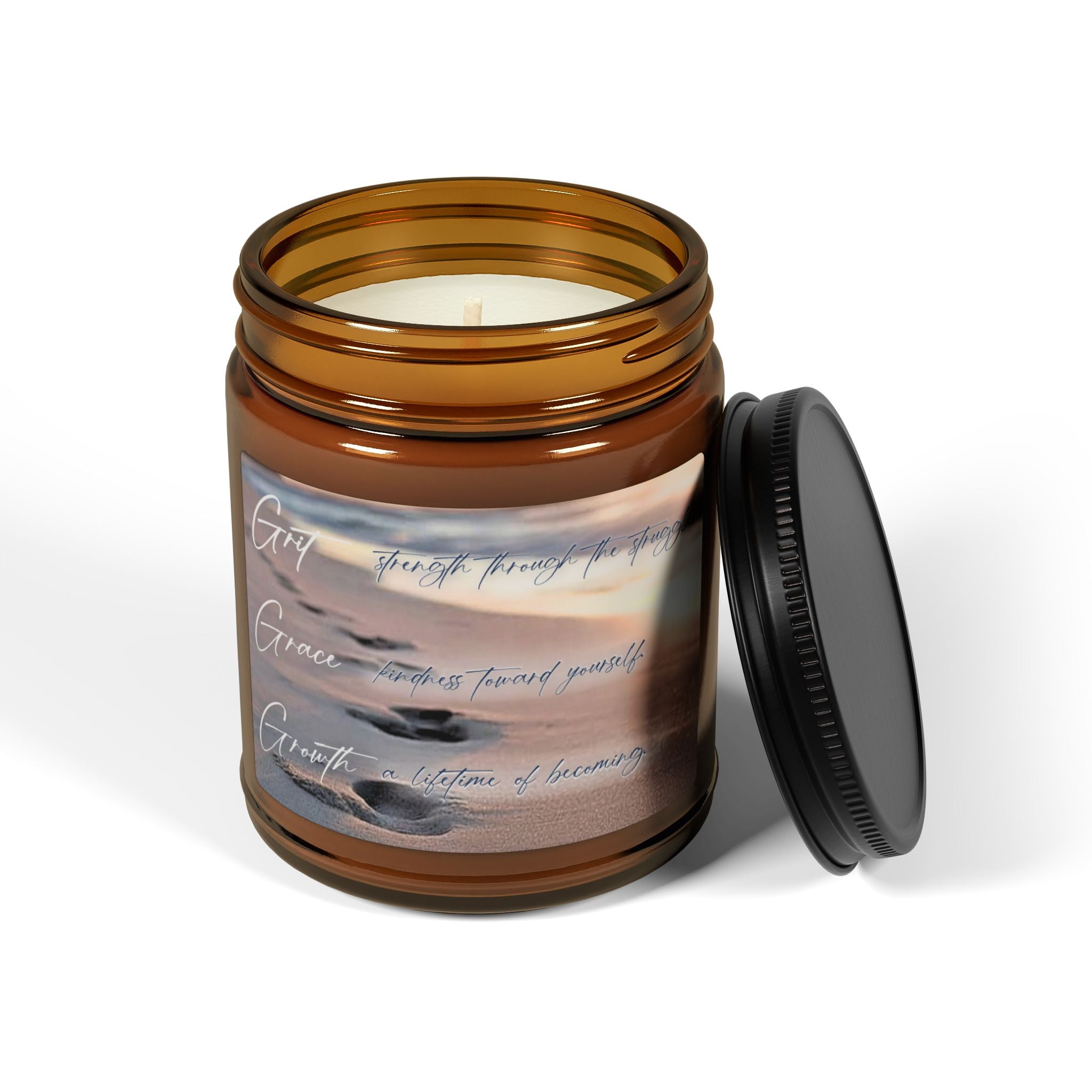 Coastal Calm Soy Candle — Amber Jar Aromatherapy