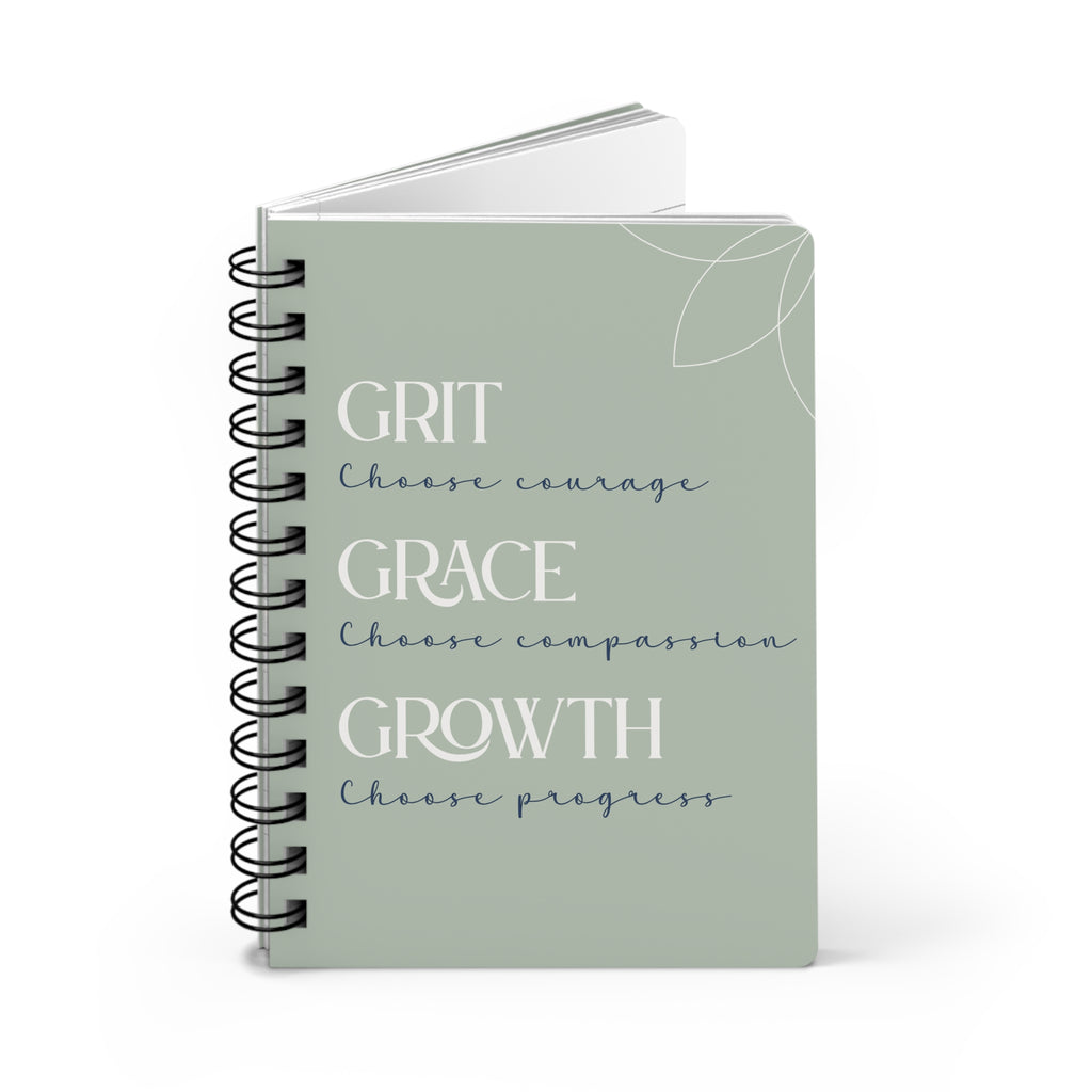 Grit Grace Growth Spiral Notebook – Inspirational Journal for Goals & Growth