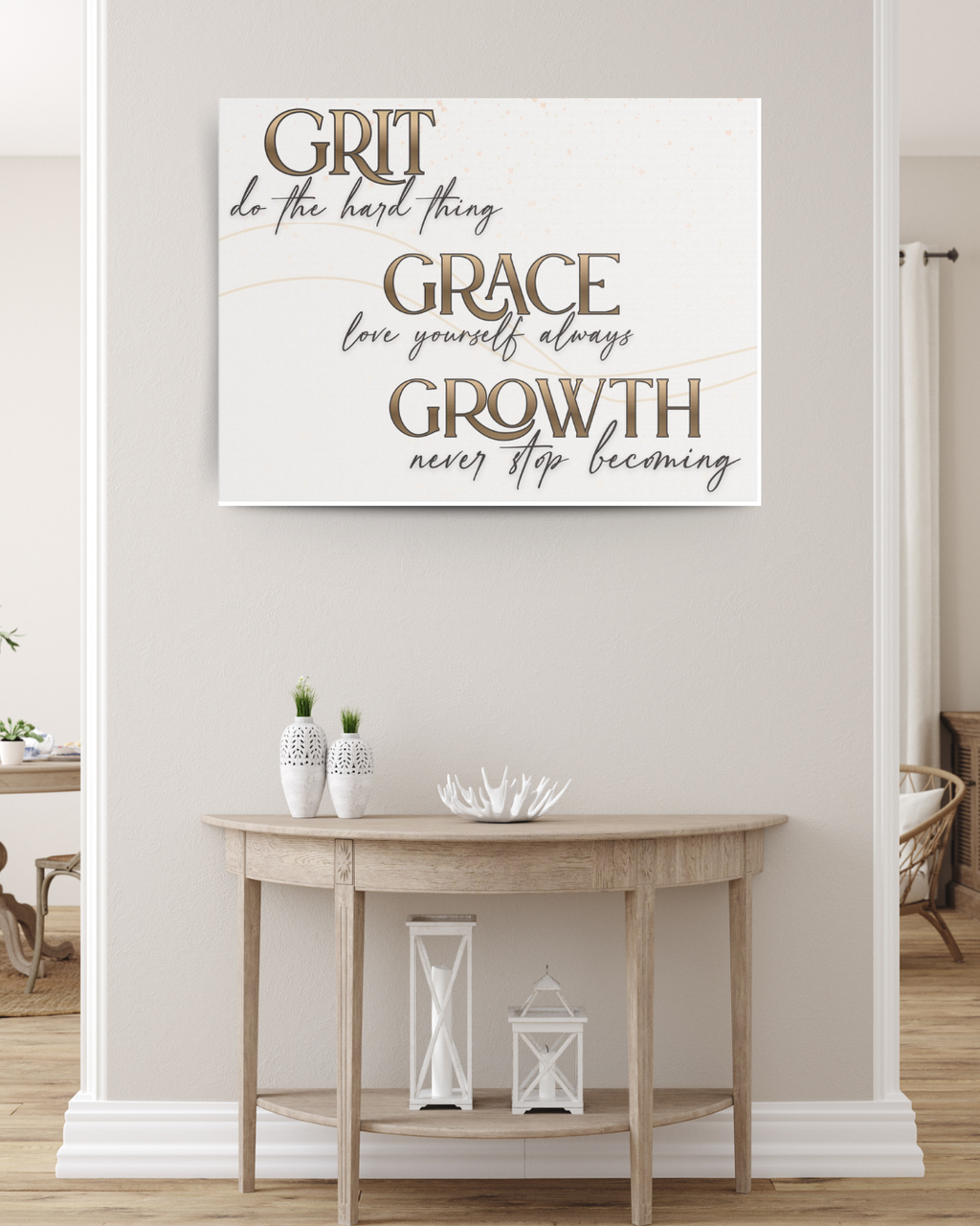 Grit Grace Growth Inspirational Satin Canvas Wall Art