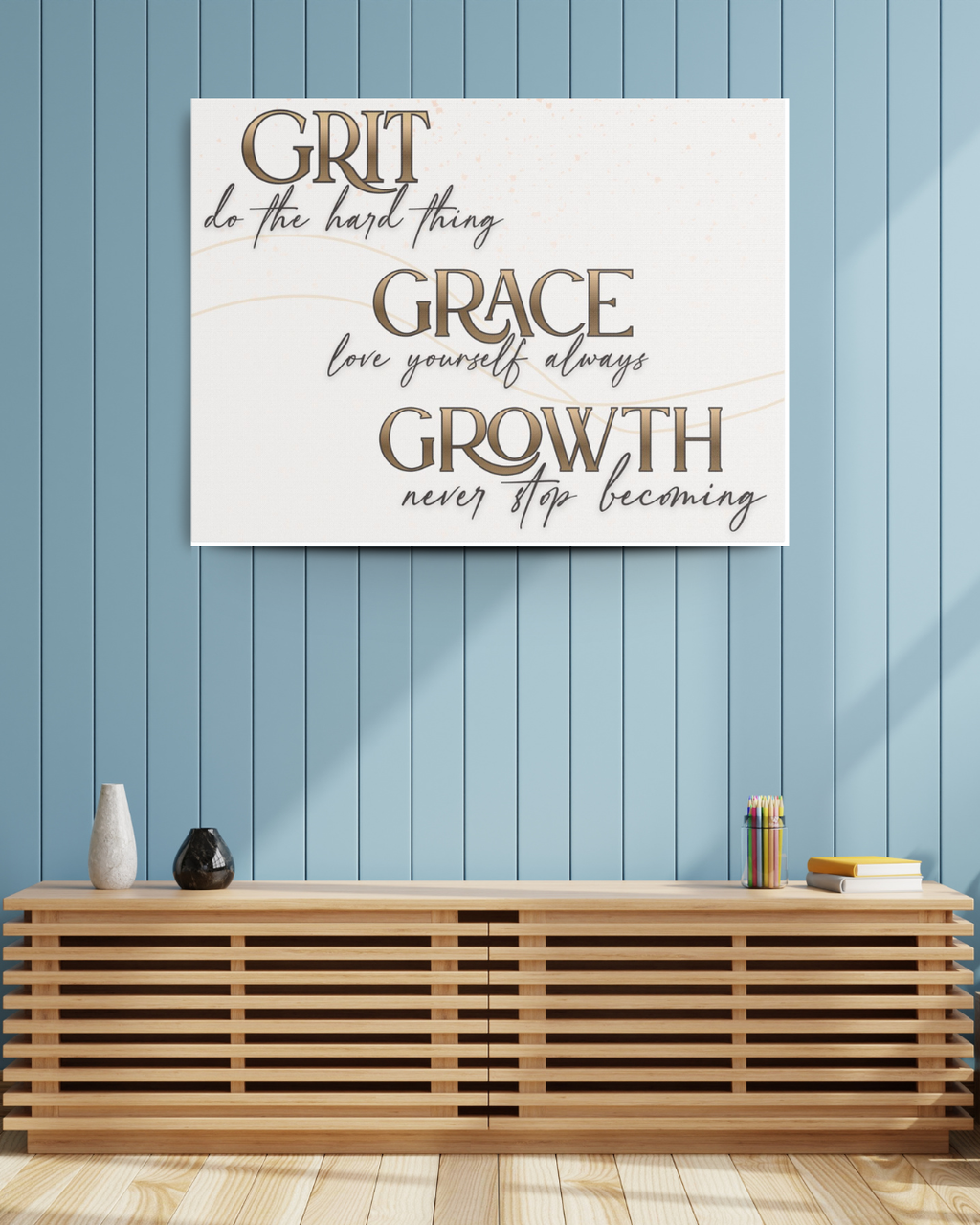 Grit Grace Growth Inspirational Satin Canvas Wall Art
