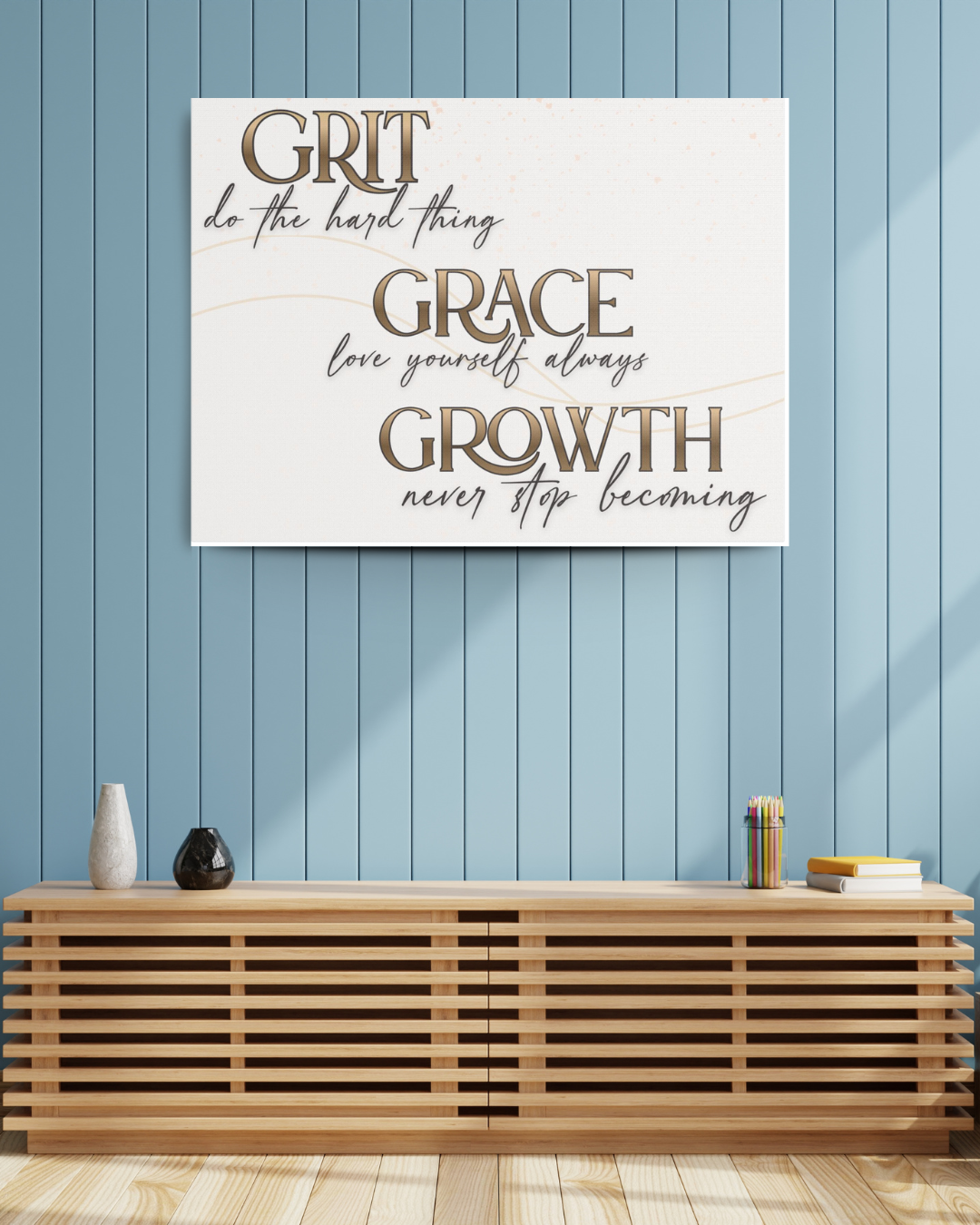 Grit Grace Growth Inspirational Satin Canvas Wall Art