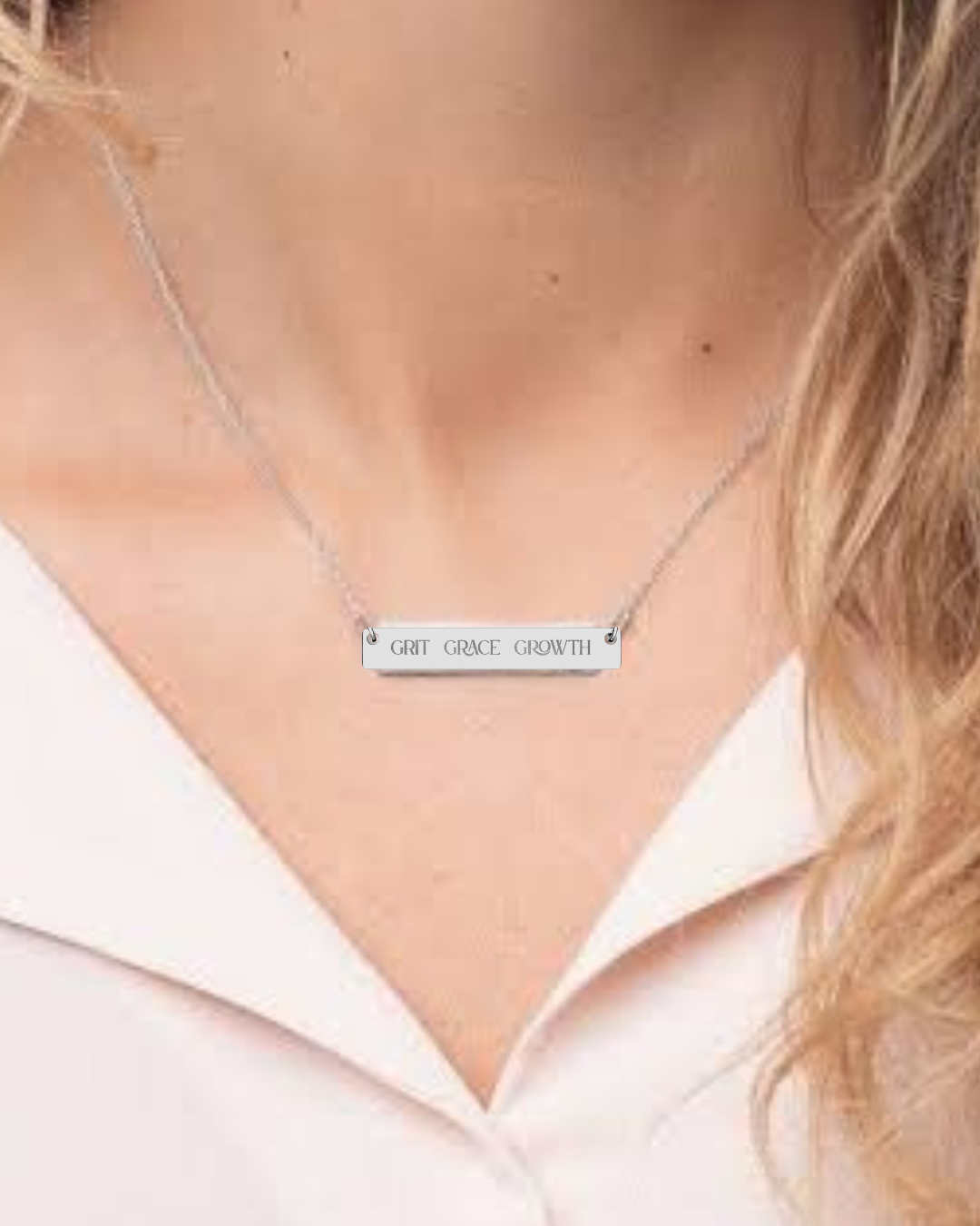 Engraved Horizontal Bar Necklace — Grit Grace Growth