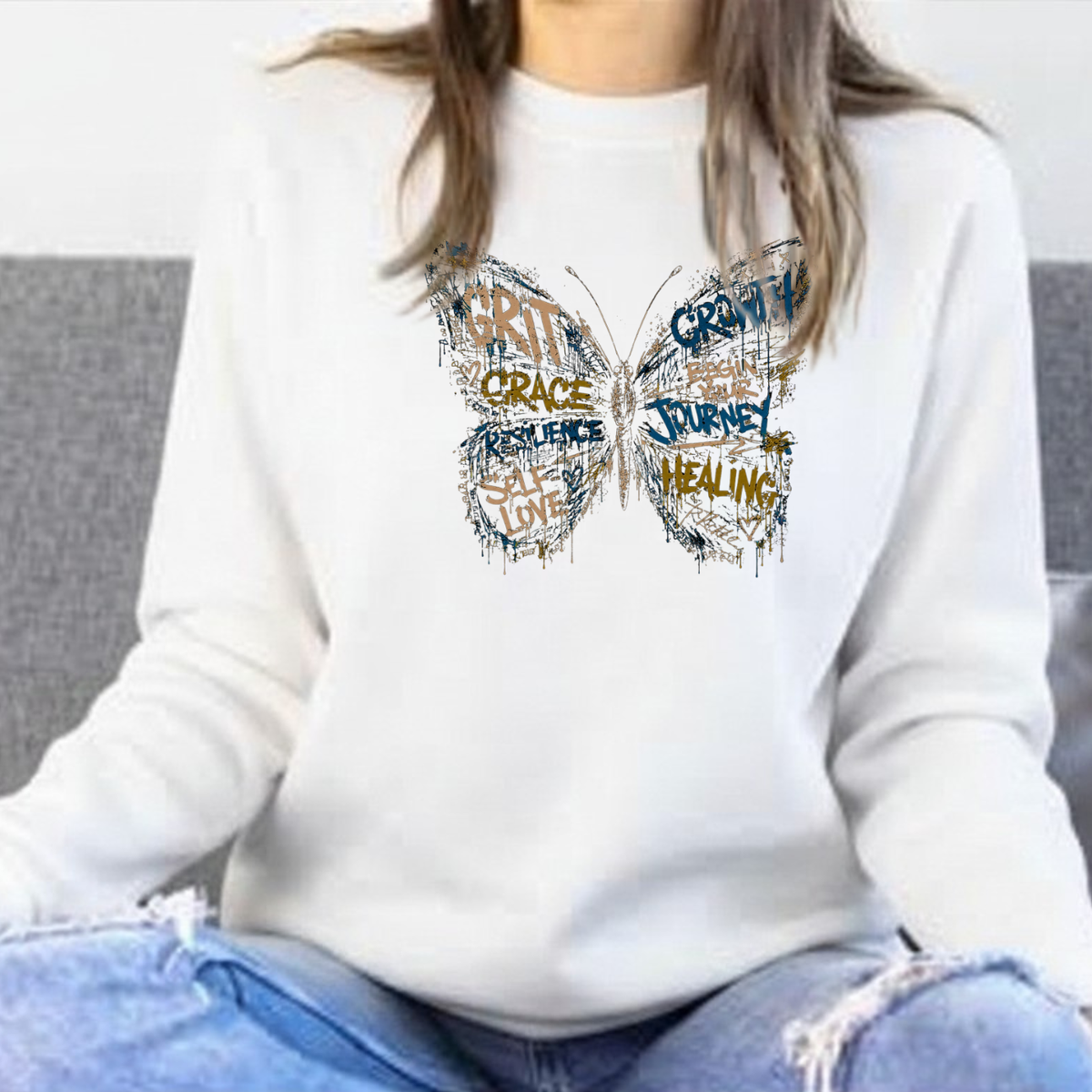 Graffiti Butterfly Crewneck Sweatshirt