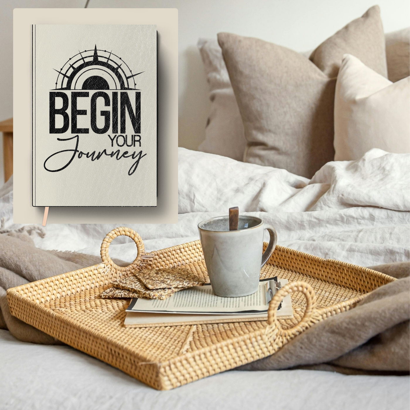 Vegan Leather Journal — "Begin Your Journey" Engraved Notebook