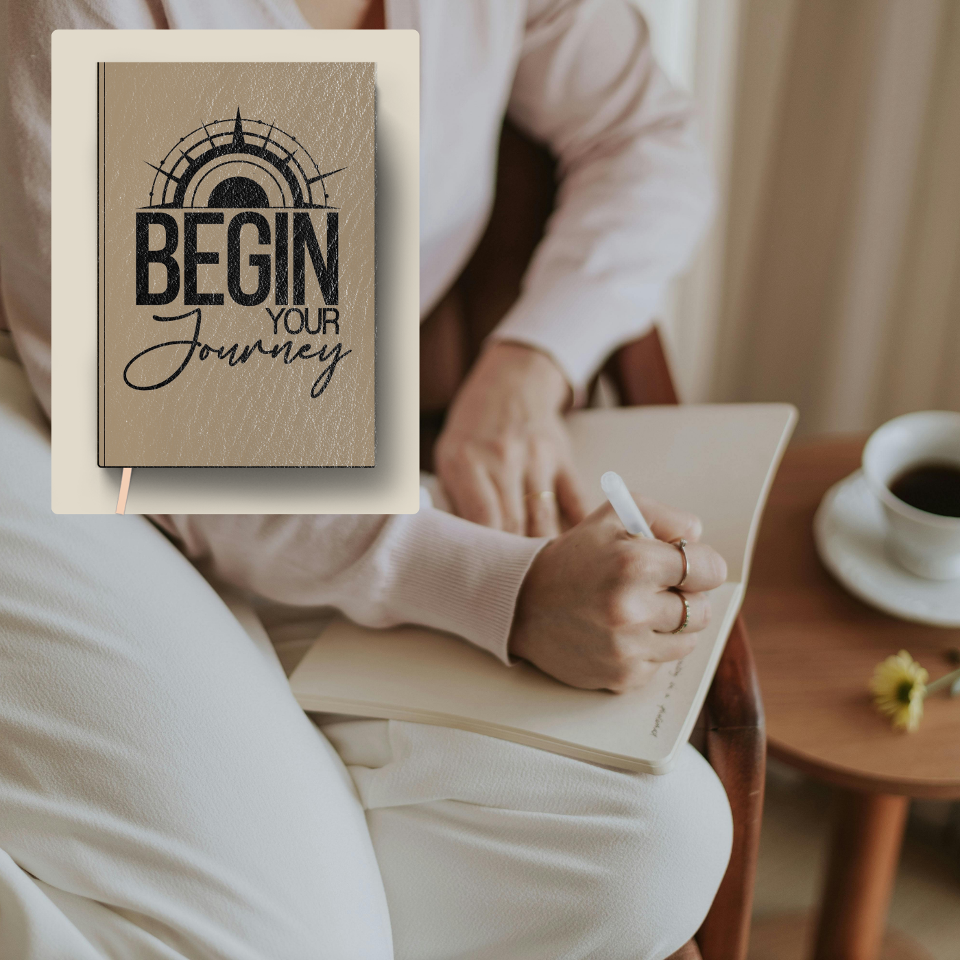 Vegan Leather Journal — "Begin Your Journey" Engraved Notebook