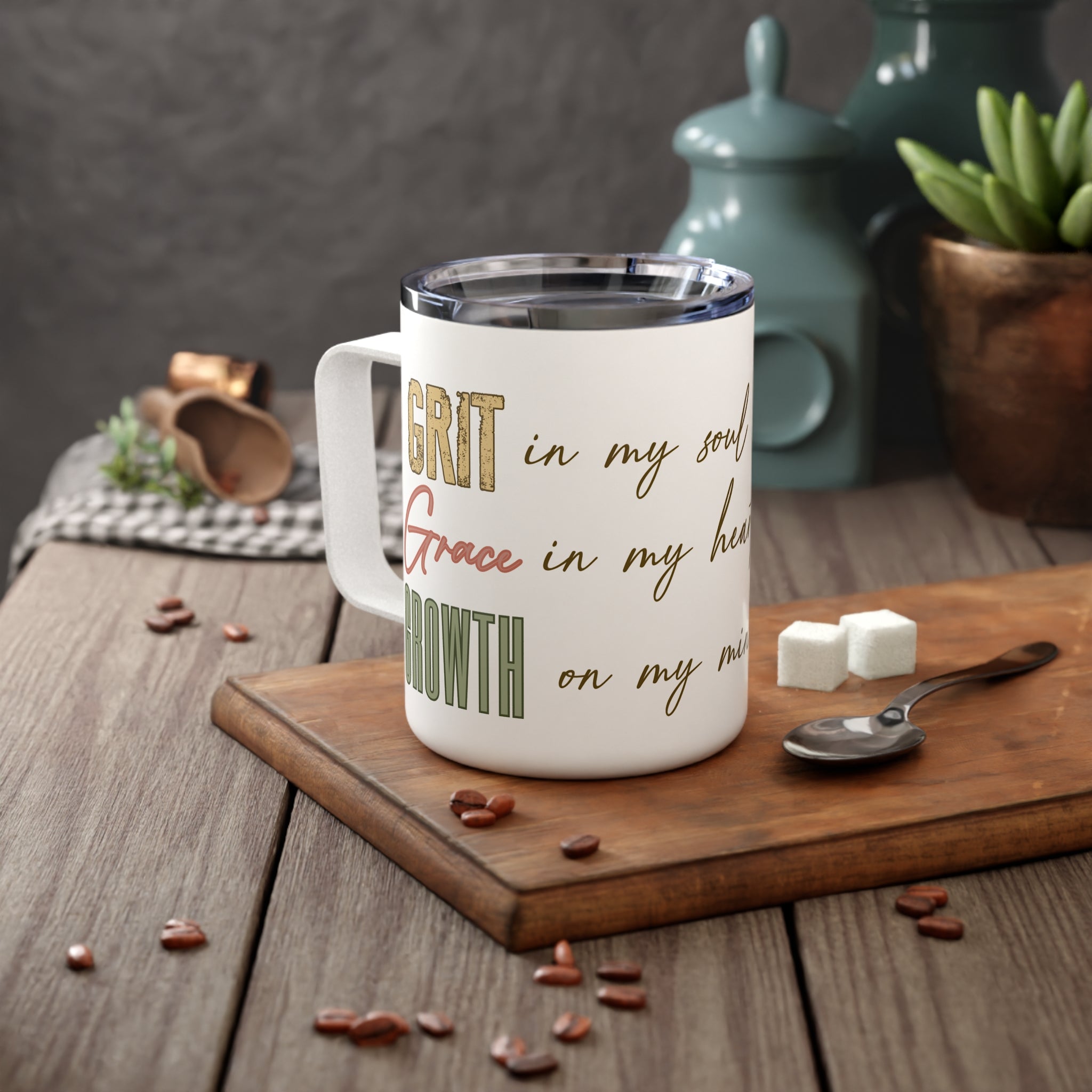 Grit in My Soul. Grace in My Heart. Growth on My Mind. | G3 Travel Mug