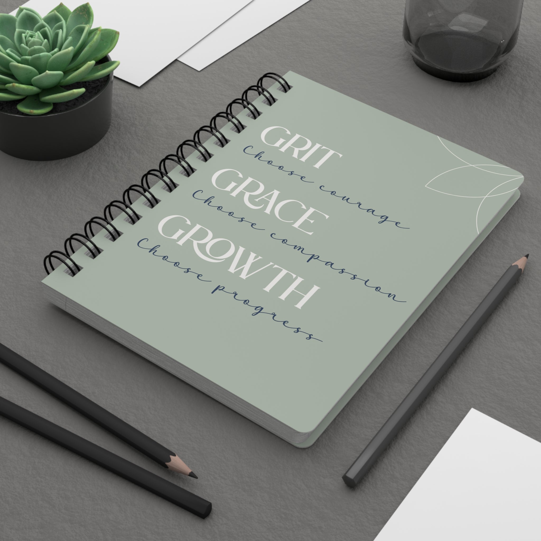 Grit Grace Growth Spiral Notebook – Inspirational Journal for Goals & Growth