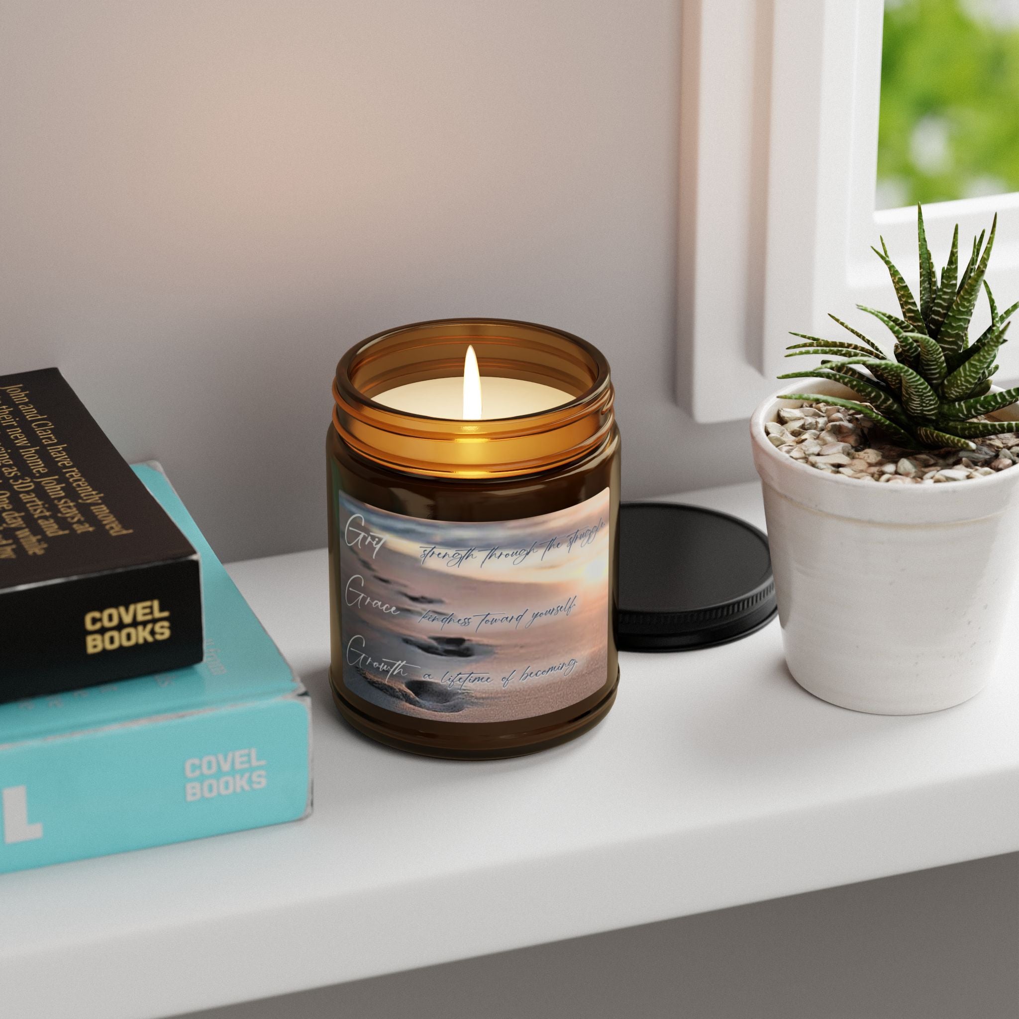 Coastal Calm Soy Candle — Amber Jar Aromatherapy