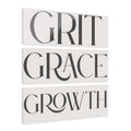 Grit Grace Growth Acrylic Triptych Wall Art — Inspirational Modern Typography Print
