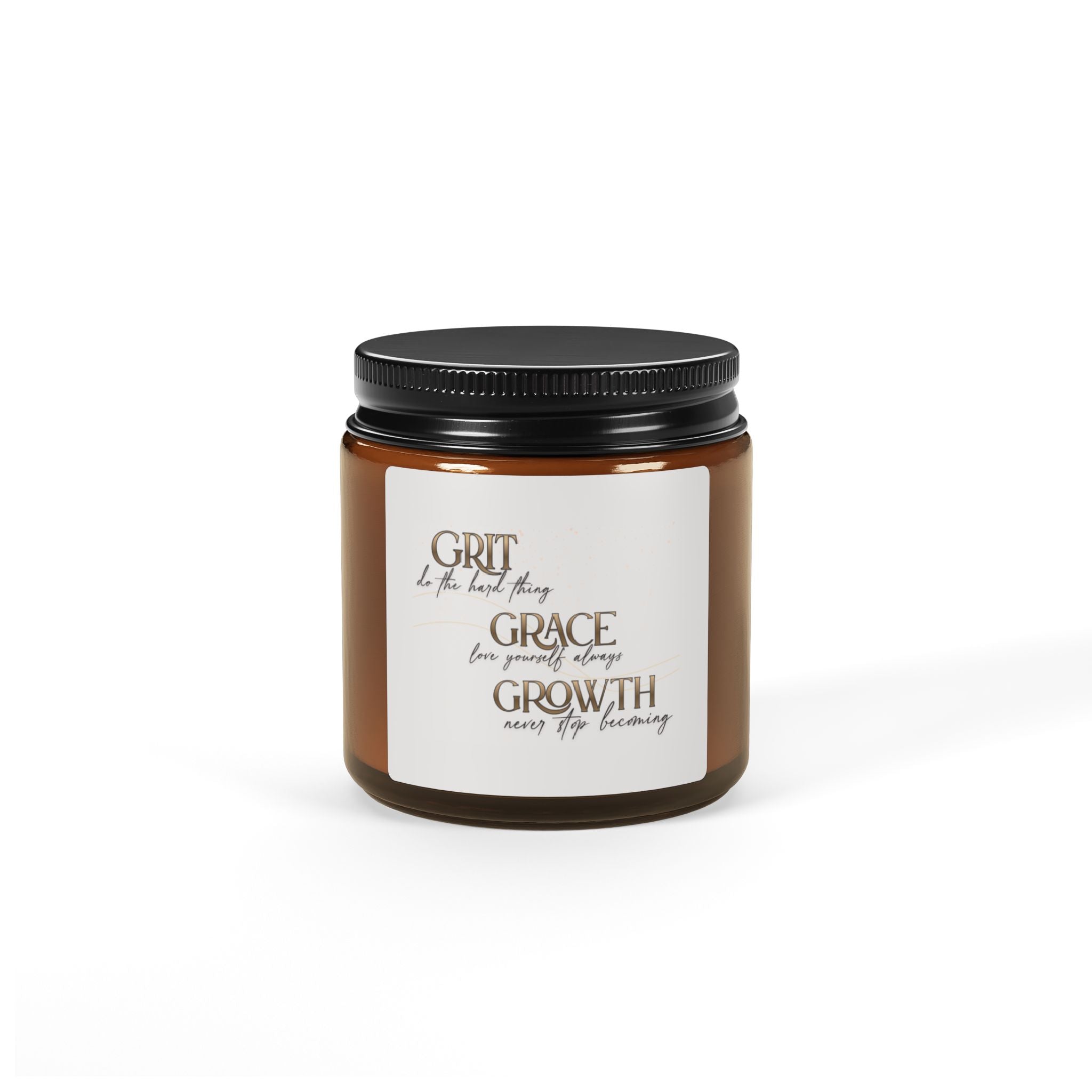 Amber Jar Soy Candle — "Grit, Grace, Growth" Inspirational Scented Candle